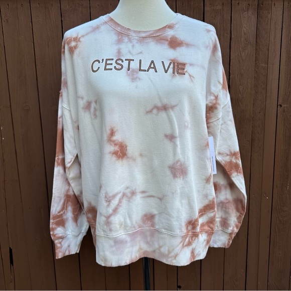 LACAUSA | Size Small NWT Tie Dye C’est La Vie Sweatshirt - Picture 6 of 14